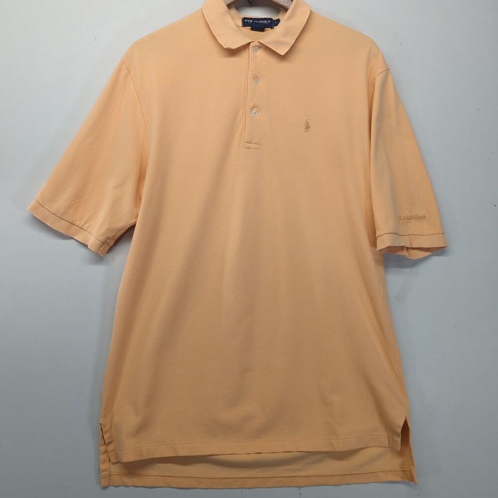 Polo Golf Ralph Lauren Men's Large L Peach Orange Short Sleeve Cotton Logo VTG